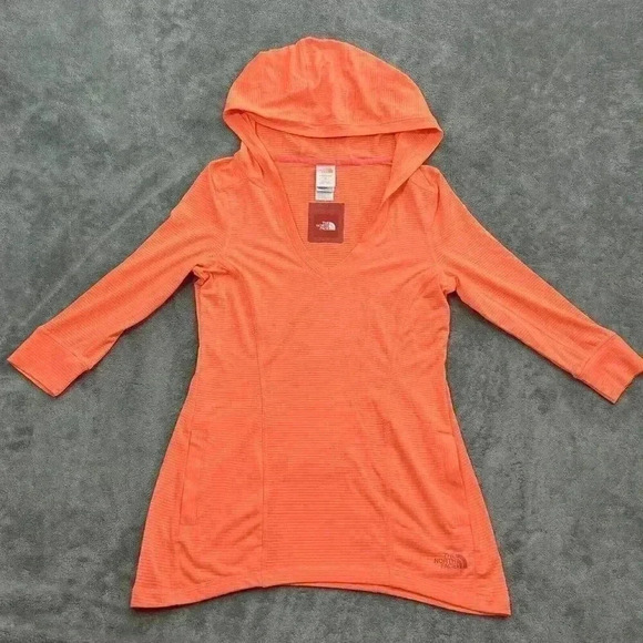 The North Face Hoodie Womens Size Small Hooded Turnic Lightweight Orange Outdoor - Picture 1 of 10
